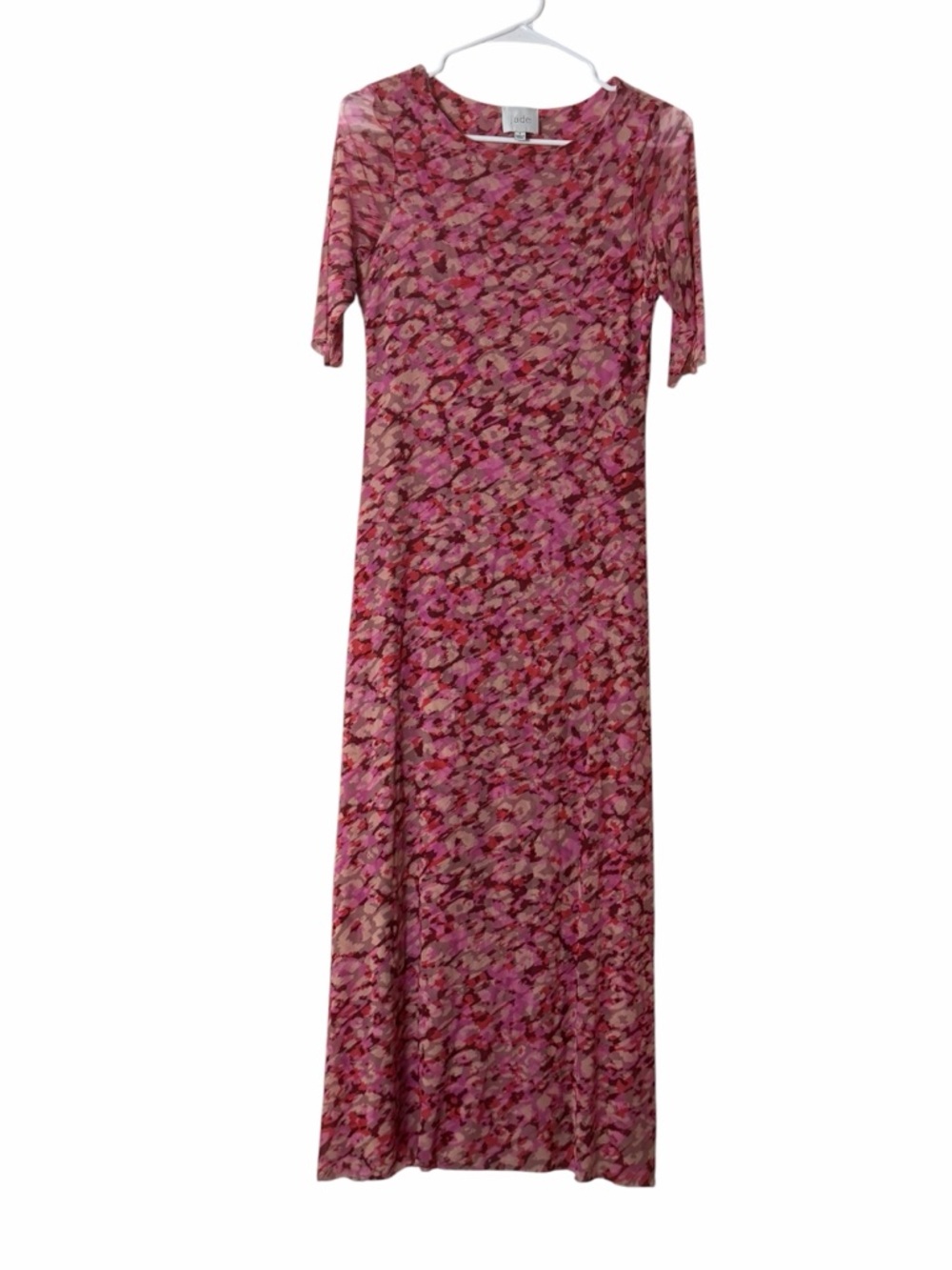 Johnny Was Jade Mesh Midi Dress Pink Floral Stretch Sheer Overlay Size Small - Picture 5 of 8
